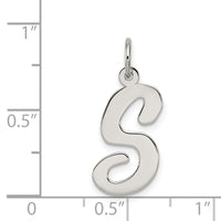 Sterling Silver Rhodium-plated Script Letter S Initial Charm