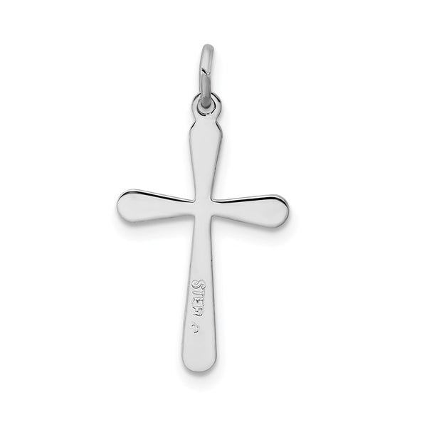 Sterling Silver Platinum-plated Cross Charm