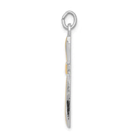 Sterling Silver Platinum-plated & 18k Gold-plated Cross Pendant