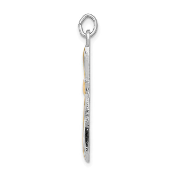Sterling Silver Platinum-plated & 18k Gold-plated Cross Pendant