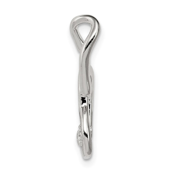 Sterling Silver Rhodium-plated CZ Hearts Pendant