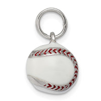 Sterling Silver Rhodium-plated 3D Enamel Baseball Charm
