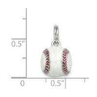 Sterling Silver Rhodium-plated 3D Enamel Baseball Charm