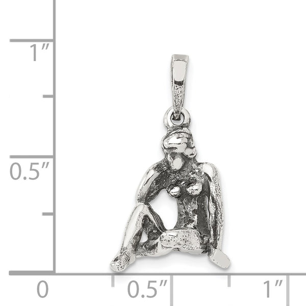 Sterling Silver Antiqued Virgo Zodiac Pendant