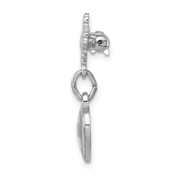 Sterling Silver Platinum-plated Polished Heart w/ Epoxy Mustard Seed Pin