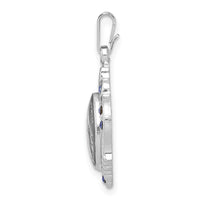 Sterling Silver Platinum-plated Polished Miraculous Blue CZ Pendant