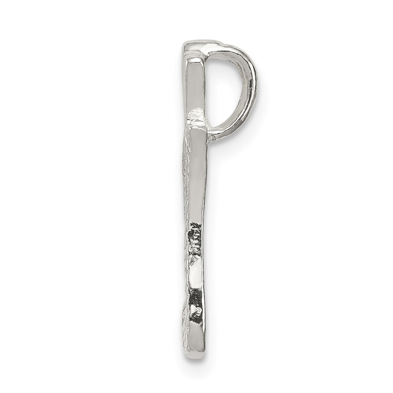 Sterling Silver Polished & Textured Letter I Initial Chain Slide