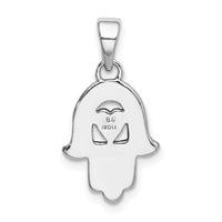 Sterling Silver Rhodium Enamel Glitter Fabric Glass Stone Hamseh Pendant