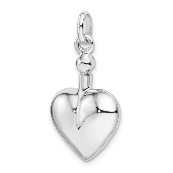 Sterling Silver RH-plated Polished Screw Top Ash Holder Pendant