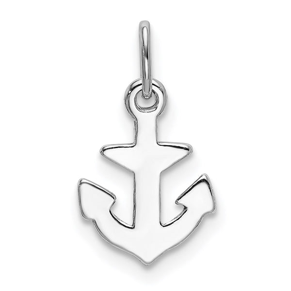 Sterling Silver Rhod-plated Polished Anchor Charm