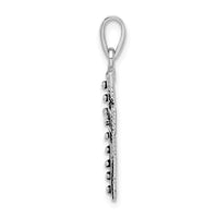 Sterling Silver Rhodium-plated & Antiqued Cross Pendant