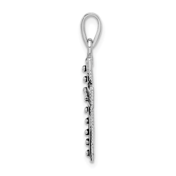 Sterling Silver Rhodium-plated & Antiqued Cross Pendant