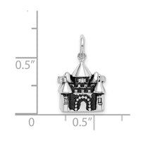 Sterling Silver Rhodium-plated Antiqued Castle Pendant