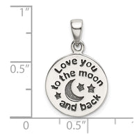Sterling Silver LOVE YOU TO THE MOON Antiqued Star and Moon Pendant