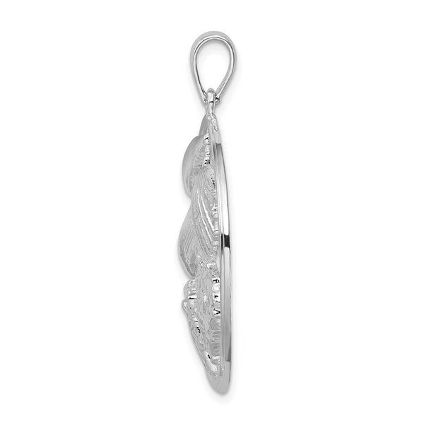 Sterling Silver Polished Shells Large Round Pendant