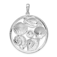 Sterling Silver Polished Shells Large Round Pendant