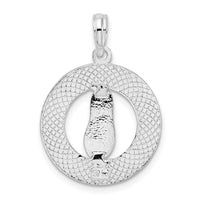 Sterling Silver Rhodium-plated Textured Siesta Key,FL w/Flip-flop Pendant