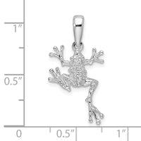 Sterling Silver Rhodium-plated Polished Jumping Frog Pendant