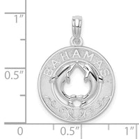 Sterling Silver Rhodium-plated Textured Bahamas w/Dolphins Pendant