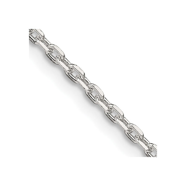 Sterling Silver 2mm Beveled Oval Cable Chain w/4in ext.