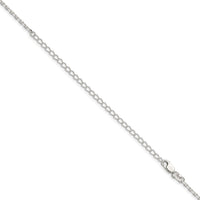 Sterling Silver 2mm Beveled Oval Cable Chain w/4in ext.