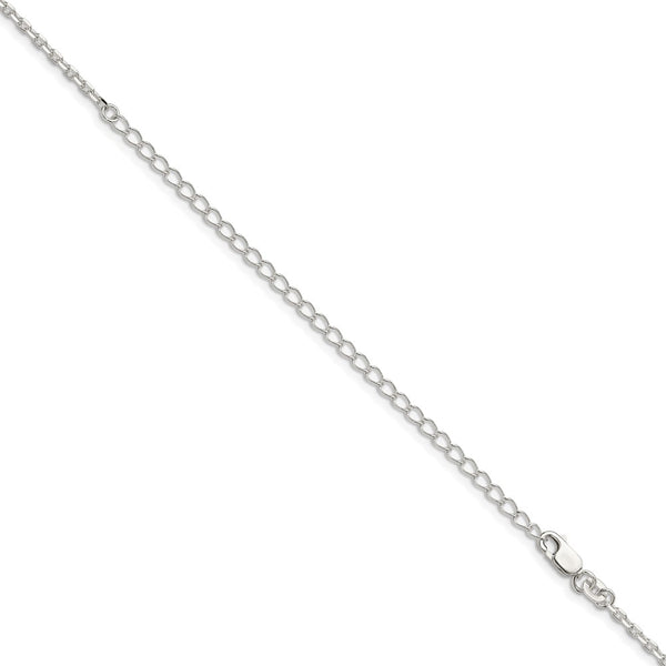Sterling Silver 2mm Beveled Oval Cable Chain w/4in ext.
