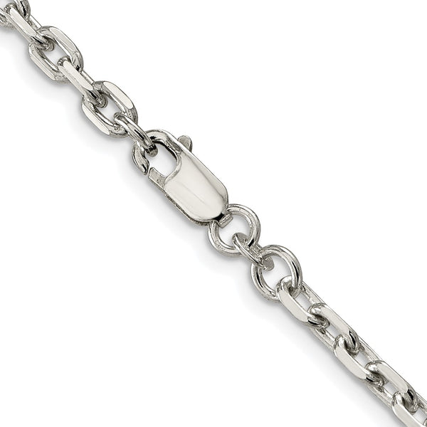Sterling Silver Rhodium-plated 3.95mm Beveled Oval Cable Chain