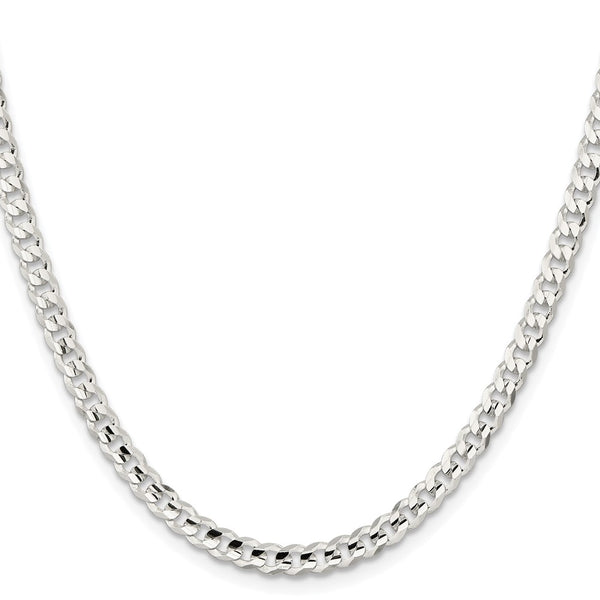 Sterling Silver Rhodium-plated 4.5mm Concave Beveled Curb Chain