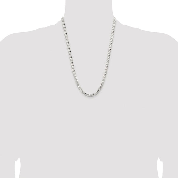 Sterling Silver Rhodium-plated 5.65mm Concave Beveled Curb Chain