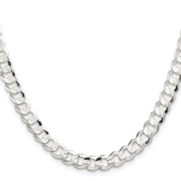Sterling Silver Rhodium-plated 7.8mm Concave Beveled Curb Chain