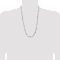 Sterling Silver Rhodium-plated 7.8mm Concave Beveled Curb Chain