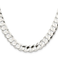 Sterling Silver Rhodium-plated 9.75mm Concave Beveled Curb Chain