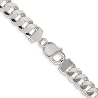 Sterling Silver Rhodium-plated 9.75mm Concave Beveled Curb Chain