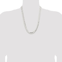 Sterling Silver Rhodium-plated 9.75mm Concave Beveled Curb Chain