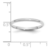 Sterling Silver Rhodium-plated 2mm Comfort Fit Size 4 Band