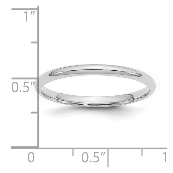 Sterling Silver Rhodium-plated 2mm Comfort Fit Size 4 Band