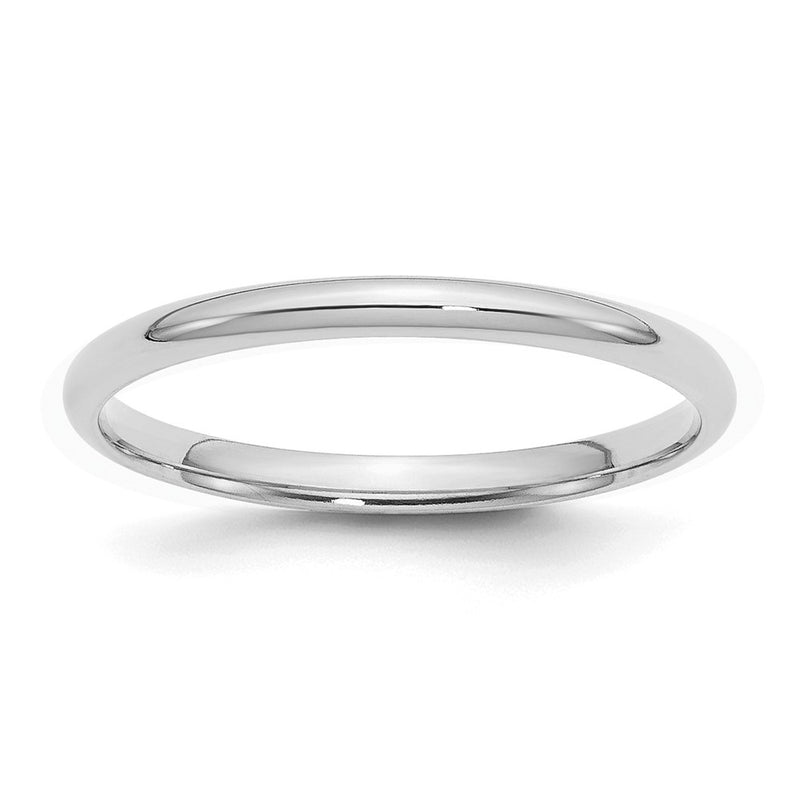 Sterling Silver Rhodium-plated 2mm Comfort Fit Size 4.5 Band