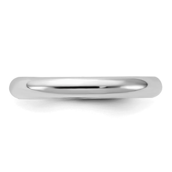 Sterling Silver Rhodium-plated 3mm Comfort Fit Size 9 Band