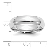 Sterling Silver Rhodium-plated 6mm Comfort Fit Size 6 Band