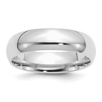 Sterling Silver Rhodium-plated 6mm Comfort Fit Size 6 Band
