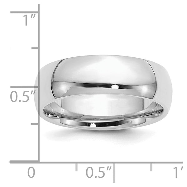 Sterling Silver Rhodium-plated 7mm Comfort Fit Size 4 Band