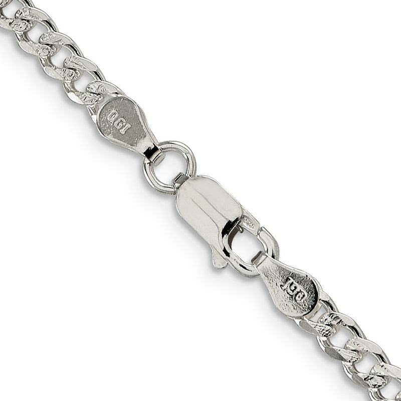 Sterling Silver 3.8mm PavÃ© Curb Chain