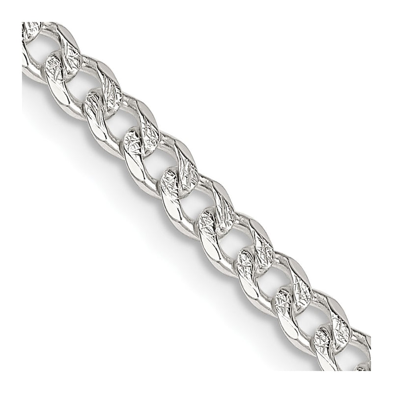 Sterling Silver 3.8mm PavÃ© Curb Chain