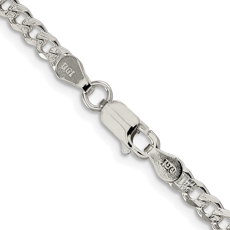 Sterling Silver Rhodium-plated 3.8mm PavÃ© Curb Chain