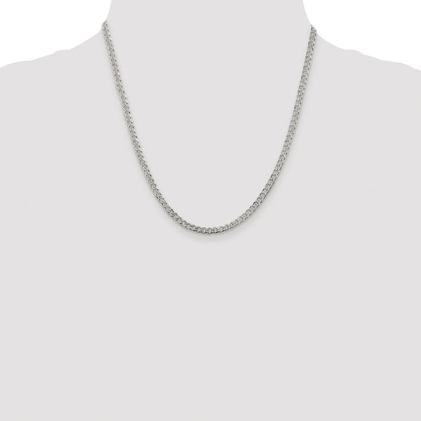 Sterling Silver Rhodium-plated 3.8mm PavÃ© Curb Chain