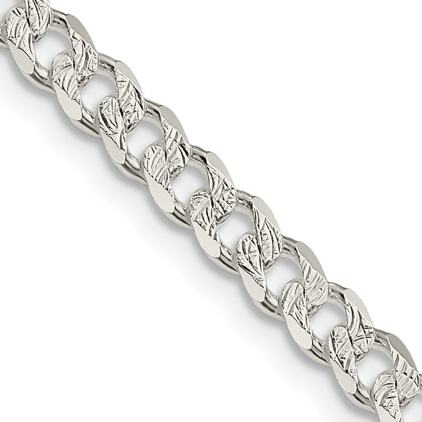 Sterling Silver 4.5mm PavÃ© Curb Chain