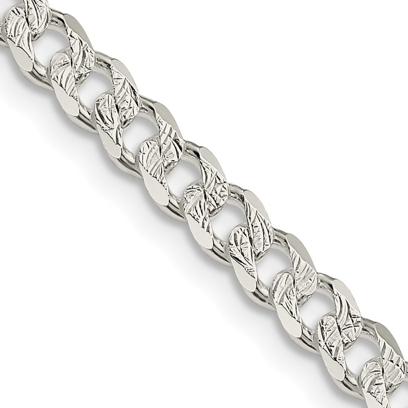 Sterling Silver 4.5mm PavÃ© Curb Chain