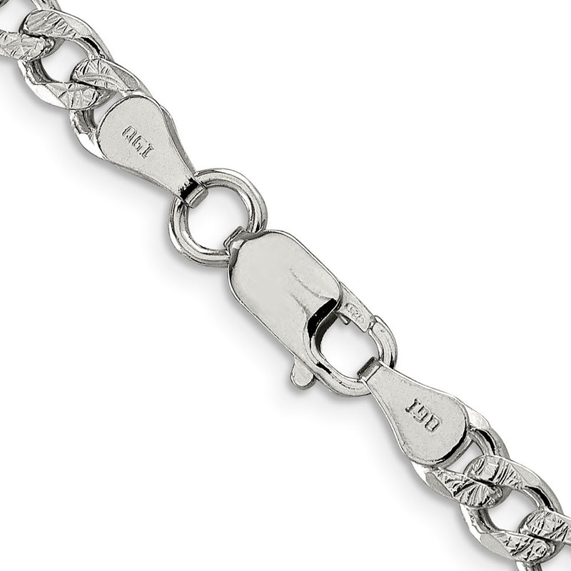 Sterling Silver 5.5mm PavÃ© Curb Chain
