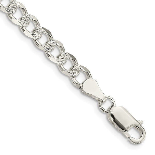 Sterling Silver 5.5mm PavÃ© Curb Chain