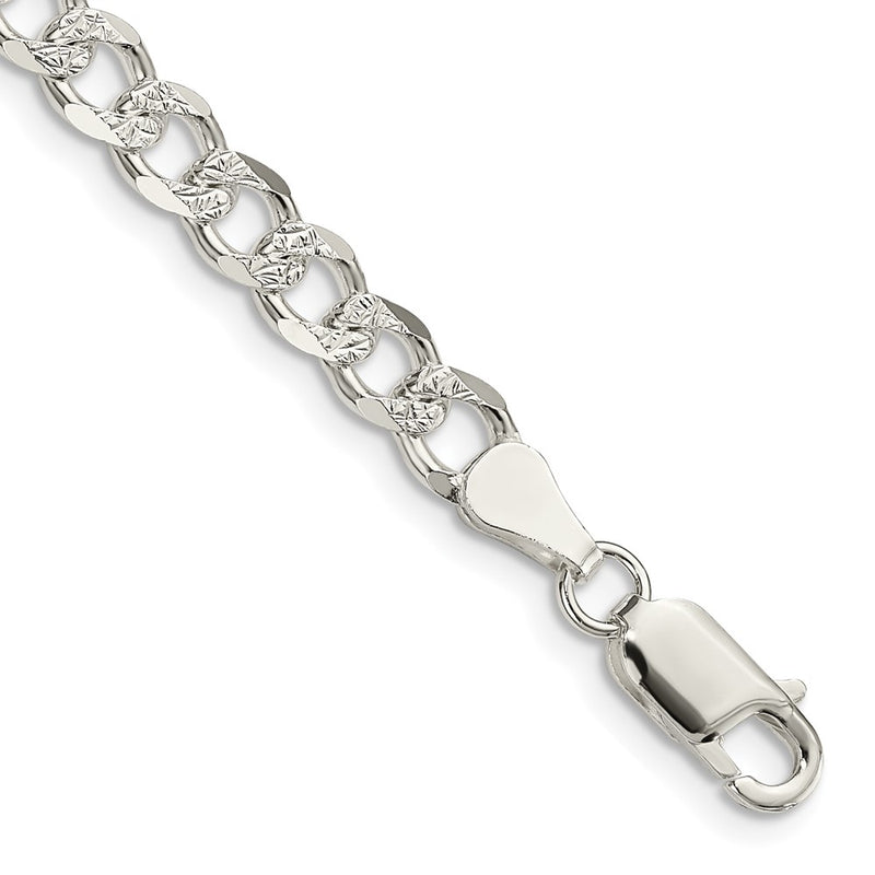 Sterling Silver 5.5mm PavÃ© Curb Chain